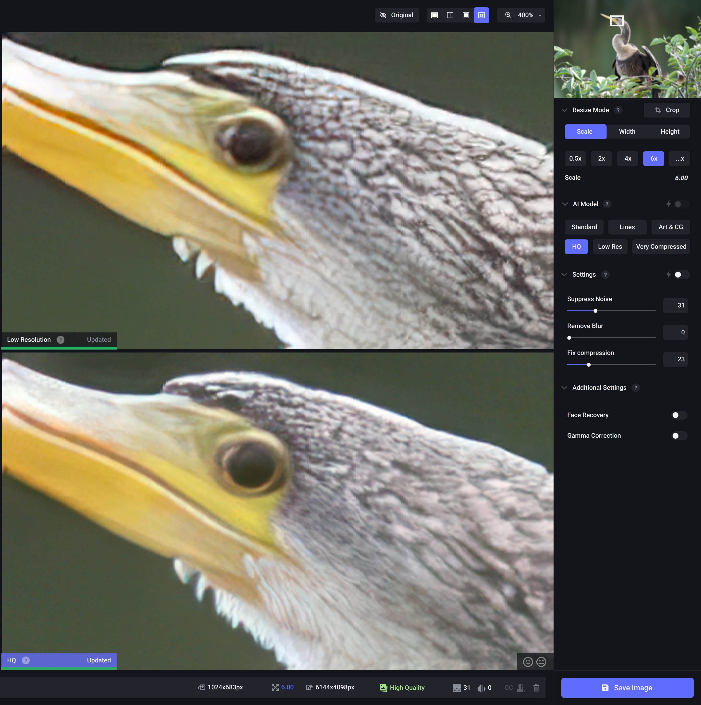 Gigapixel AI v6.3 Updated upscaling models, better artifact removal